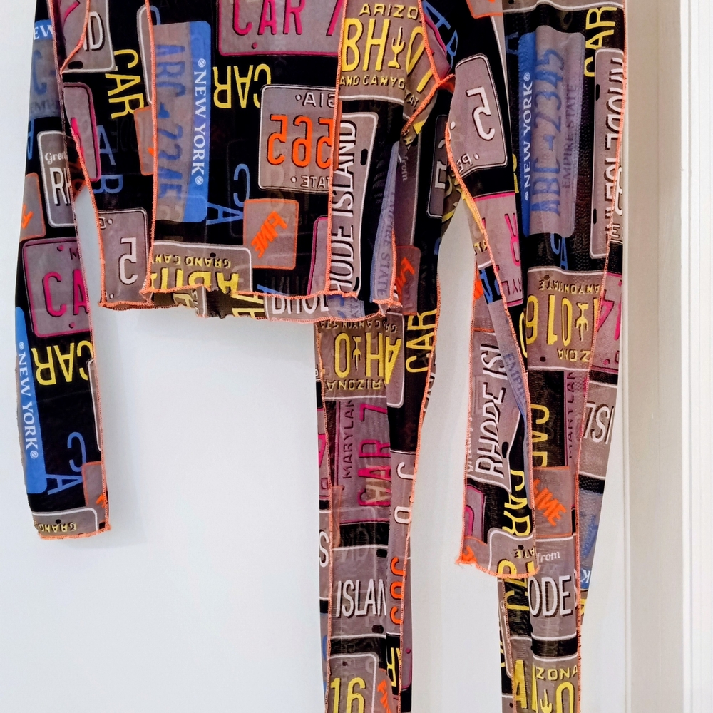 Colorful License Plate 2 Piece  Mesh Stretch Fun ws Work Out Gear